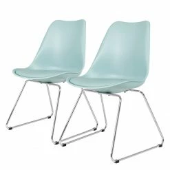 Tenzo Chaises Gina VIII (lot de 2) - Matière plastique / Métal - Bleu pastel / Chrome