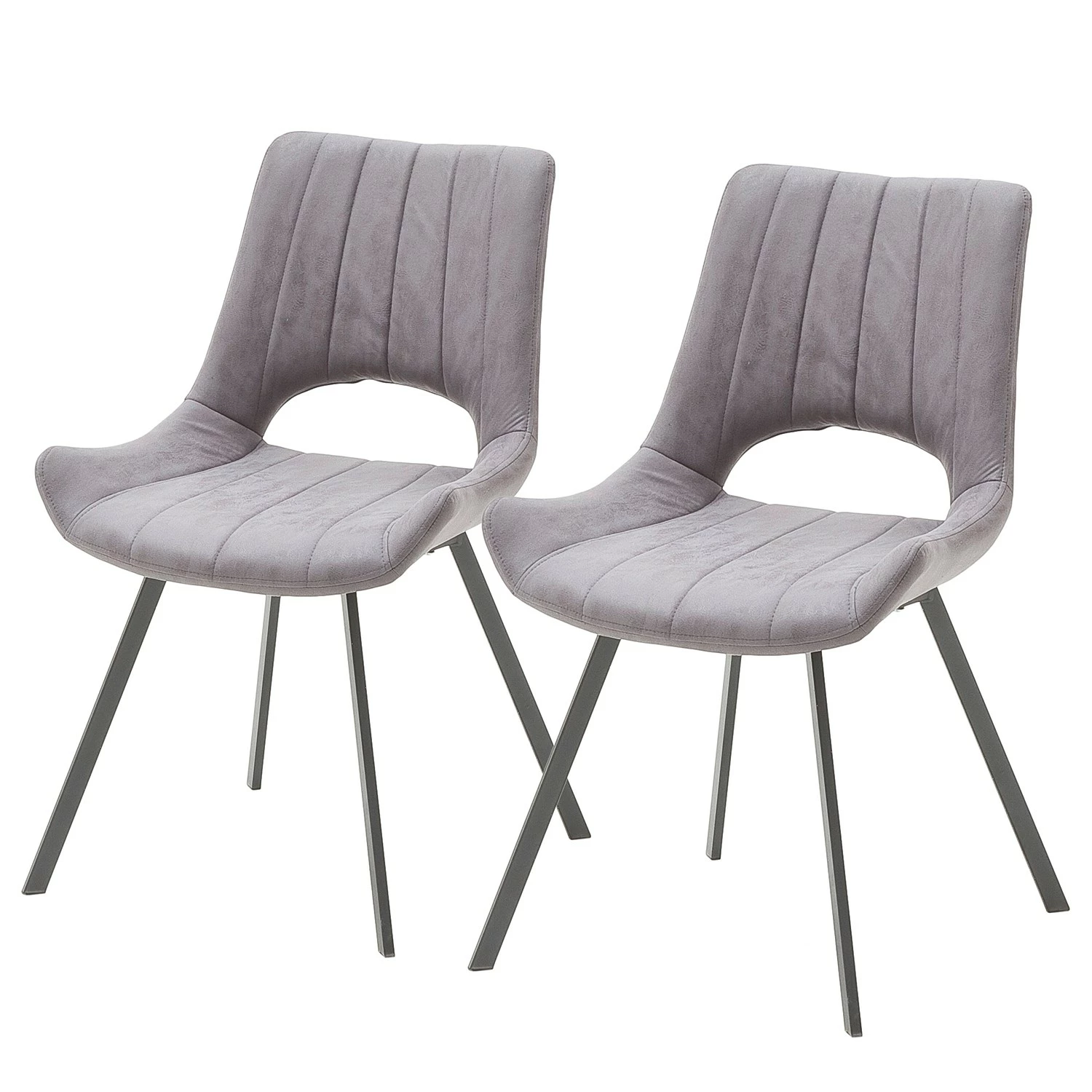 Loftscape Chaises Gingin (lot de 2) - Microfibre / Métal - Anthracite / Chrome - Gris clair 3 Loftscape Chaises Gingin (lot de 2) - Microfibre / Métal - Anthracite / Chrome - Gris clair