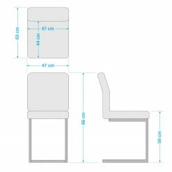 Ars manufacti Chaises cantilever Finga I (lot de 2) - Cuir synthétique Kasai: Gris - Noir -Chaises Boutique 1000176437 201013 14342100086 SKETCH DETAILS P000000001000176437 sketch