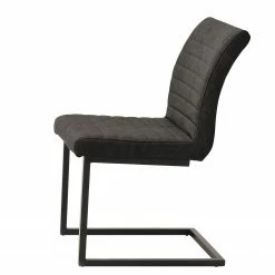 Ars manufacti Chaises cantilever Finga I (lot de 2) - Cuir synthétique Kasai: Gris - Noir -Chaises Boutique 1000176437 201021 10343100114 DETAILS P000000001000176437