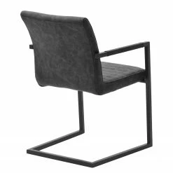 Ars manufacti Chaise à accoudoirs Finga I - Imitation cuir / Acier - Noir mat - Cuir synthétique Kasai: Gris - Noir 12 Ars manufacti Chaise à accoudoirs Finga I - Imitation cuir / Acier - Noir mat - Cuir synthétique Kasai: Gris - Noir -Chaises Boutique 1000176441 190704 15303100031 DETAILS P000000001000176441
