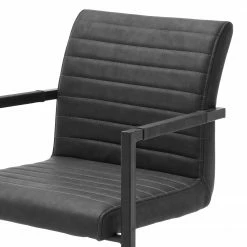 Ars manufacti Chaise à accoudoirs Finga I - Imitation cuir / Acier - Noir mat - Cuir synthétique Kasai: Gris - Noir 13 Ars manufacti Chaise à accoudoirs Finga I - Imitation cuir / Acier - Noir mat - Cuir synthétique Kasai: Gris - Noir -Chaises Boutique 1000176441 190704 15303100032 DETAILS P000000001000176441