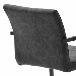 Ars manufacti Chaise à accoudoirs Finga I - Imitation cuir / Acier - Noir mat - Cuir synthétique Kasai: Gris - Noir 14 Ars manufacti Chaise à accoudoirs Finga I - Imitation cuir / Acier - Noir mat - Cuir synthétique Kasai: Gris - Noir -Chaises Boutique 1000176441 190704 15303100033 DETAILS P000000001000176441