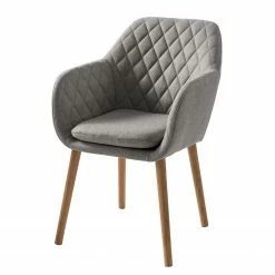 Mørteens Chaise à accoudoirs Amalis - Tissu / Chêne massif - Gris / Chêne
