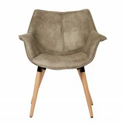 Ars manufacti Chaise à accoudoirs Kantii I - Microfibre / Chêne massif - Gris silex vintage - 1 chaise -Chaises Boutique 1000176705 200302 11493800005 DETAILS P000000001000176705