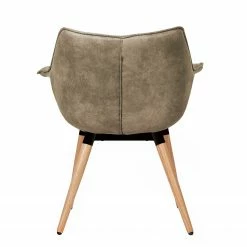 Ars manufacti Chaise à accoudoirs Kantii I - Microfibre / Chêne massif - Gris silex vintage - 1 chaise -Chaises Boutique 1000176705 200302 11493800007 DETAILS P000000001000176705