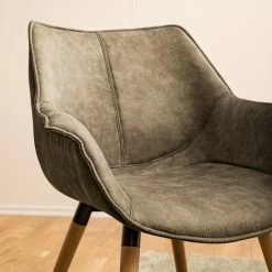 Ars manufacti Chaise à accoudoirs Kantii I - Microfibre / Chêne massif - Gris silex vintage - 1 chaise -Chaises Boutique 1000176705 200302 11494000010 DETAILS P000000001000176705