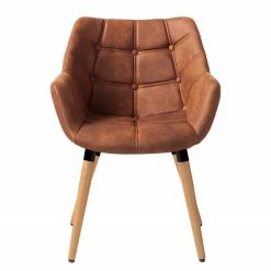 Mørteens Chaise à accoudoirs Lamppi - microfibre / Chêne massif - Microfibre Colby: Cognac vintage - 1 chaise -Chaises Boutique 1000176715 200107 15382300028 DETAILS P000000001000176715