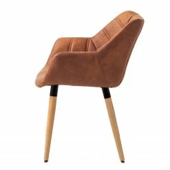 Mørteens Chaise à accoudoirs Lamppi - microfibre / Chêne massif - Microfibre Colby: Cognac vintage - 1 chaise -Chaises Boutique 1000176715 200107 15382400029 DETAILS P000000001000176715