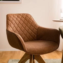 Mørteens Chaise à accoudoirs Pori II - Imitation cuir / Chêne massif - Marron - 1 chaise -Chaises Boutique 1000176717 200302 15293400003 DETAILS P000000001000176717