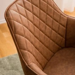 Mørteens Chaise à accoudoirs Pori II - Imitation cuir / Chêne massif - Marron - 1 chaise -Chaises Boutique 1000176717 200302 15293500005 DETAILS P000000001000176717