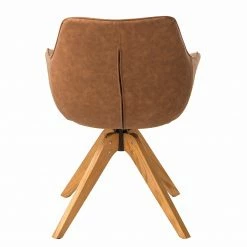 Mørteens Chaise à accoudoirs Pori II - Imitation cuir / Chêne massif - Marron - 1 chaise -Chaises Boutique 1000176717 200615 06211500004 DETAILS P000000001000176717