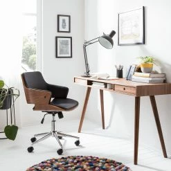 Studio Copenhagen Chaise de bureau Elzito - Imitation cuir / Acier - Noir / Chrome -Chaises Boutique 1000176721 190614 12071600106 MOOD GALLERYIMAGES P000000001000176721 mood