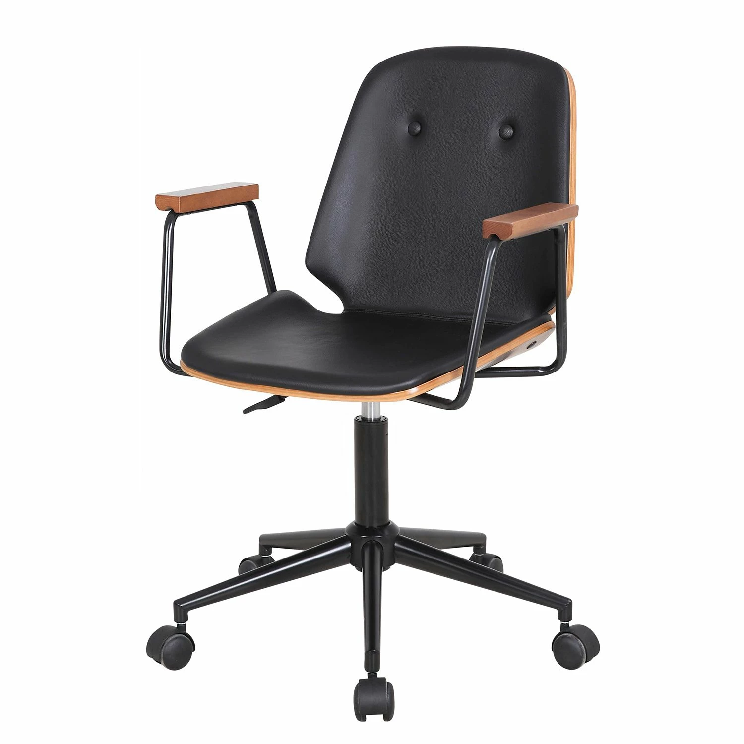 Mørteens Chaise de bureau pivotante Ganalu II - Imitation cuir - Noir / Noyer 3 Mørteens Chaise de bureau pivotante Ganalu II - Imitation cuir - Noir / Noyer