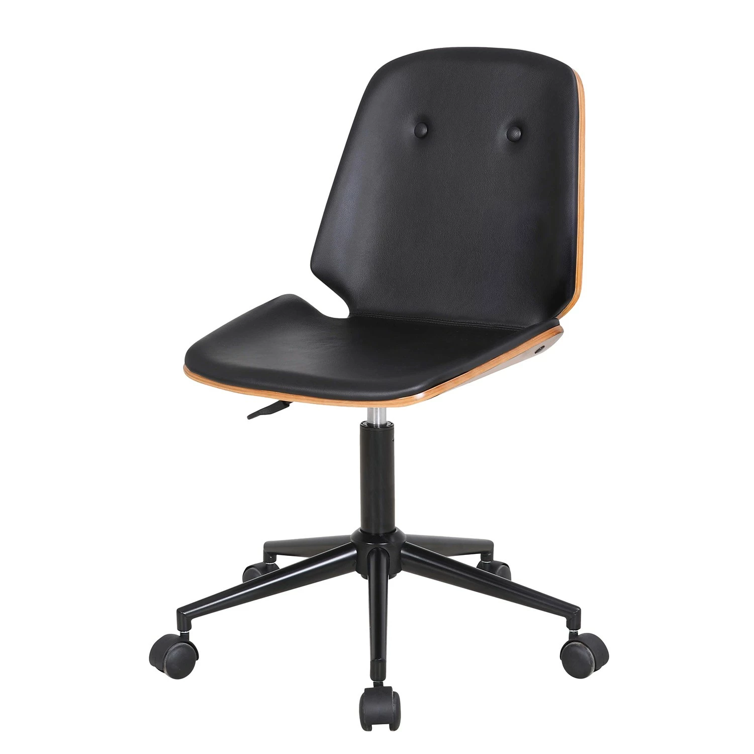 Mørteens Chaise de bureau pivotante Ganalu II - Imitation cuir - Noir / Noyer 4 Mørteens Chaise de bureau pivotante Ganalu II - Imitation cuir - Noir / Noyer – Image 2