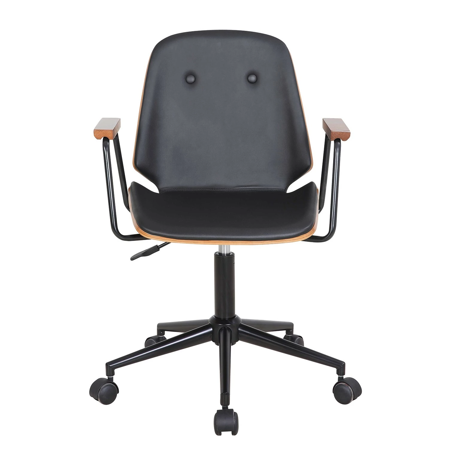 Mørteens Chaise de bureau pivotante Ganalu II - Imitation cuir - Noir / Noyer 5 Mørteens Chaise de bureau pivotante Ganalu II - Imitation cuir - Noir / Noyer – Image 3