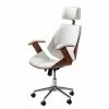 Fredriks Chaise de bureau pivotante Viiki - Imitation cuir / Acier inoxydable - Blanc / Noyer -Chaises Boutique 1000176727 201022 13190900027 IMAGE P000000001000176727