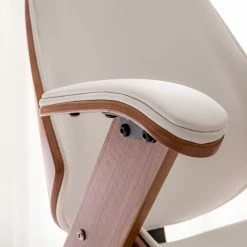 Fredriks Chaise de bureau pivotante Viiki - Imitation cuir / Acier inoxydable - Blanc / Noyer -Chaises Boutique 1000176727 210212 13382900011 DETAILS P000000001000176727