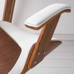 Fredriks Chaise de bureau pivotante Viiki - Imitation cuir / Acier inoxydable - Blanc / Noyer -Chaises Boutique 1000176727 210212 13383000014 DETAILS P000000001000176727