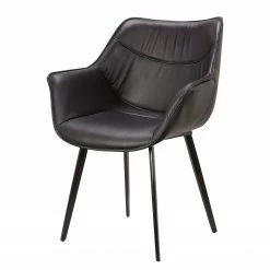 Studio Copenhagen Chaise de salle à manger Balimo - Cuir véritable / Métal - Noir