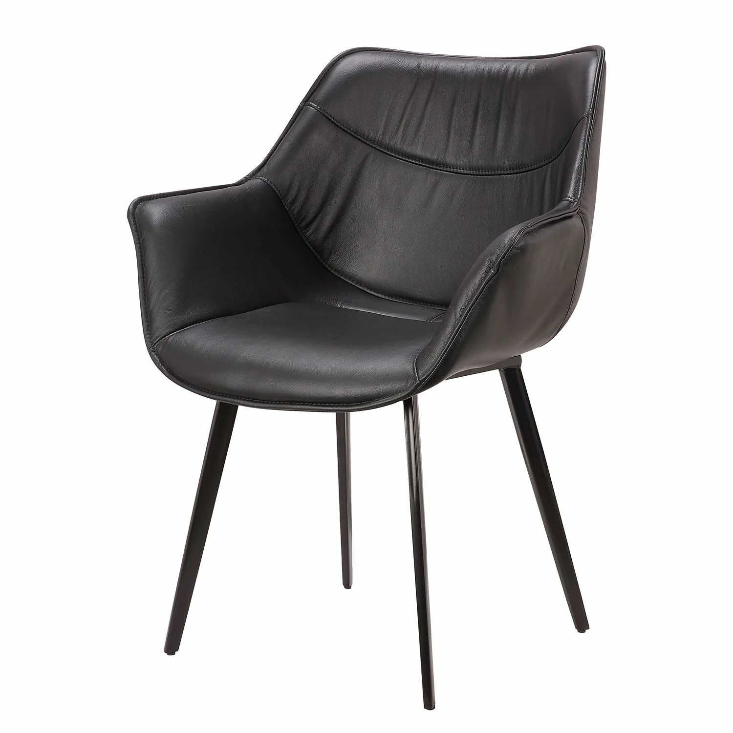 Studio Copenhagen Chaise de salle à manger Balimo - Cuir véritable / Métal - Noir 3 Studio Copenhagen Chaise de salle à manger Balimo - Cuir véritable / Métal - Noir