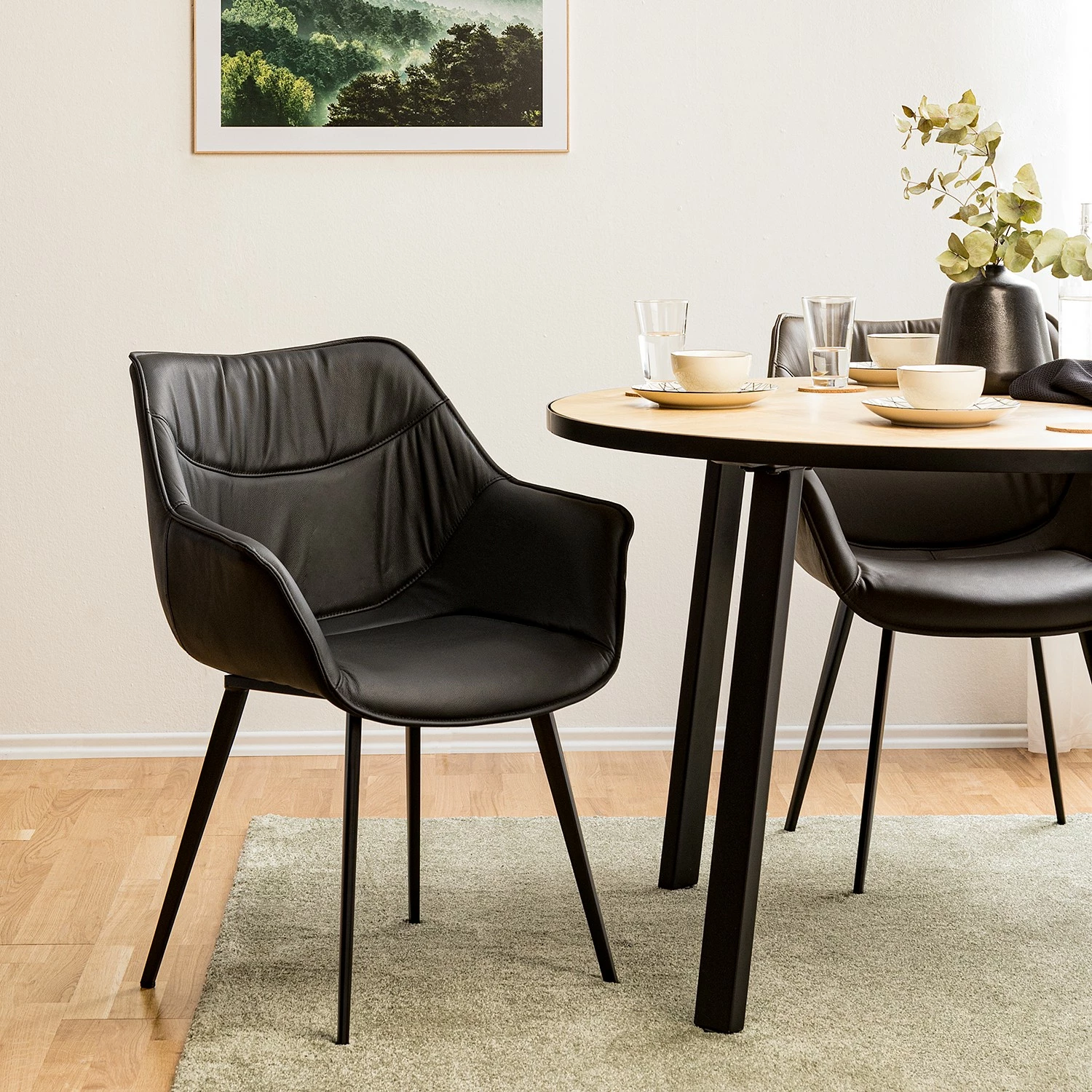 Studio Copenhagen Chaise de salle à manger Balimo - Cuir véritable / Métal - Noir 5 Studio Copenhagen Chaise de salle à manger Balimo - Cuir véritable / Métal - Noir – Image 3