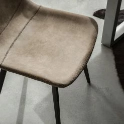 Ars manufacti Chaises Teini (lot de 2) - microfibre / Acier - Microfibre Colby: Cappuccino vintage -Chaises Boutique 1000176743 201013 13585200024 DETAILS P000000001000176743