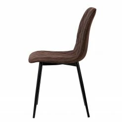 Ars manufacti Chaise capitonnée Tervo - microfibre / Acier - Microfibre Colby: Marron foncé vintage - Lot de 2 -Chaises Boutique 1000176747 201013 13591400050 DETAILS P000000001000176747