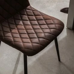 Ars manufacti Chaise capitonnée Tervo - microfibre / Acier - Microfibre Colby: Marron foncé vintage - Lot de 2 -Chaises Boutique 1000176747 201013 13591700055 DETAILS P000000001000176747