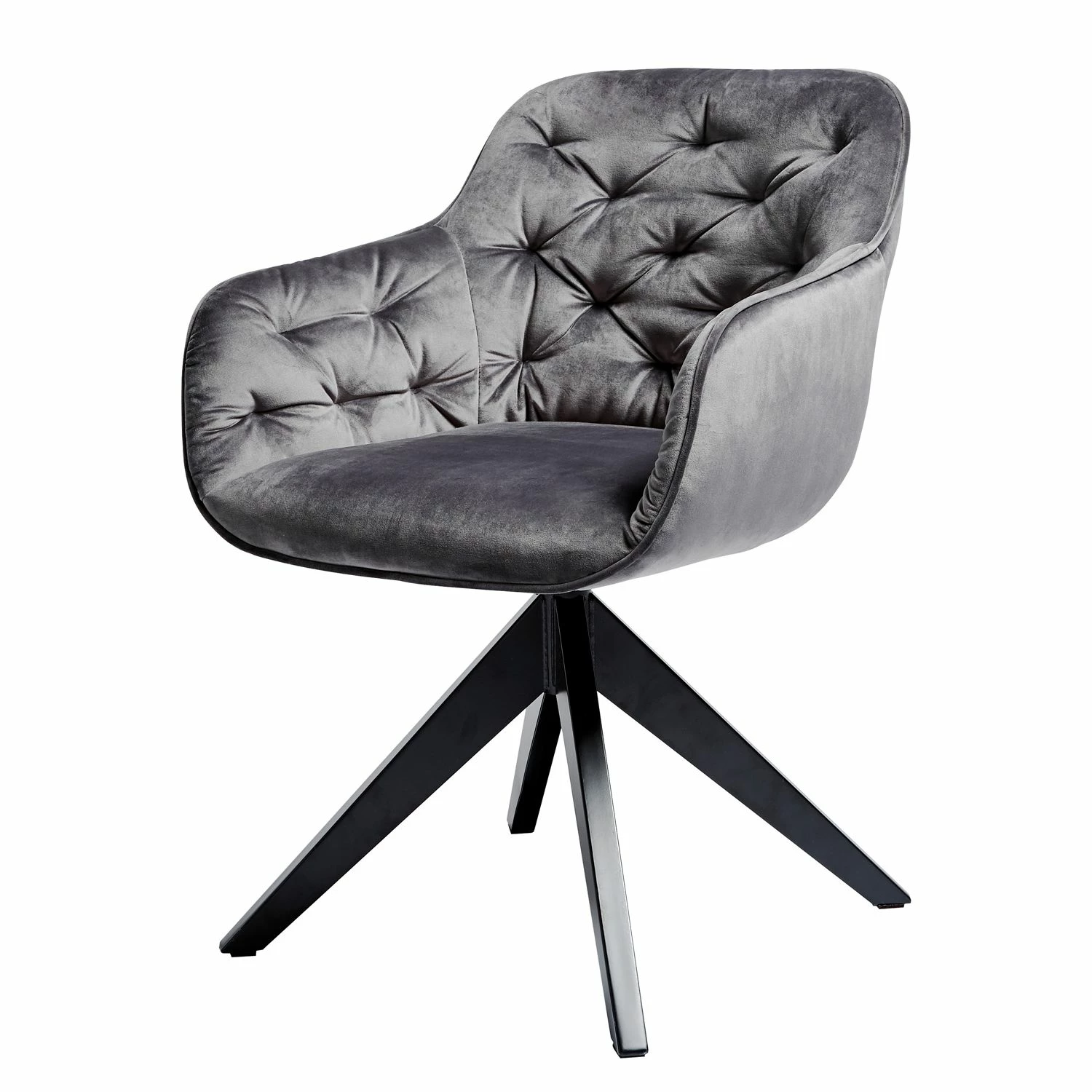 Jack & Alice Chaise Tibas - rotatif - Velours / Acier - Noir - Gris argenté 3 Jack & Alice Chaise Tibas - rotatif - Velours / Acier - Noir - Gris argenté