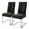 Fredriks Chaises cantilever Bury I (lot de 2) - Imitation cuir / Acier inoxydable - Noir