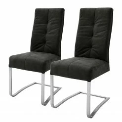 Fredriks Chaises cantilever Bury I (lot de 2) - Imitation cuir / Acier inoxydable - Noir