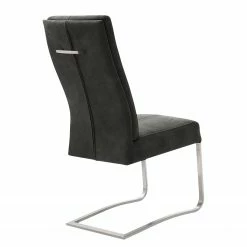 Fredriks Chaises cantilever Bury I (lot de 2) - Imitation cuir / Acier inoxydable - Noir -Chaises Boutique 1000178998 190725 10290700011 DETAILS P000000001000178998