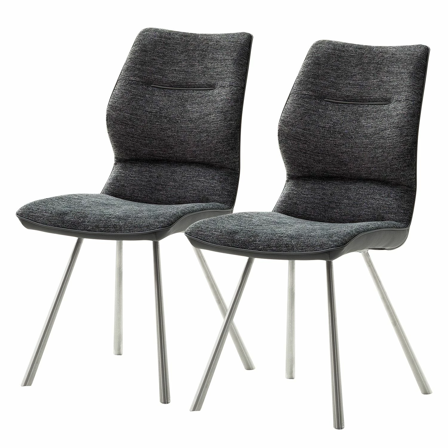Fredriks Chaises Kiama (lot de 2) - Imitation cuir / Tissé à plat - Acier inoxydable - Anthracite 3 Fredriks Chaises Kiama (lot de 2) - Imitation cuir / Tissé à plat - Acier inoxydable - Anthracite