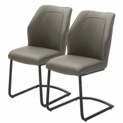 Fredriks Chaises cantilever Macapa (lot de 2) - Imitation cuir / Tissé à plat - Noir - Gris