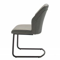 Fredriks Chaises cantilever Macapa (lot de 2) - Imitation cuir / Tissé à plat - Noir - Gris -Chaises Boutique 1000179034 190725 10291900124 DETAILS P000000001000179034