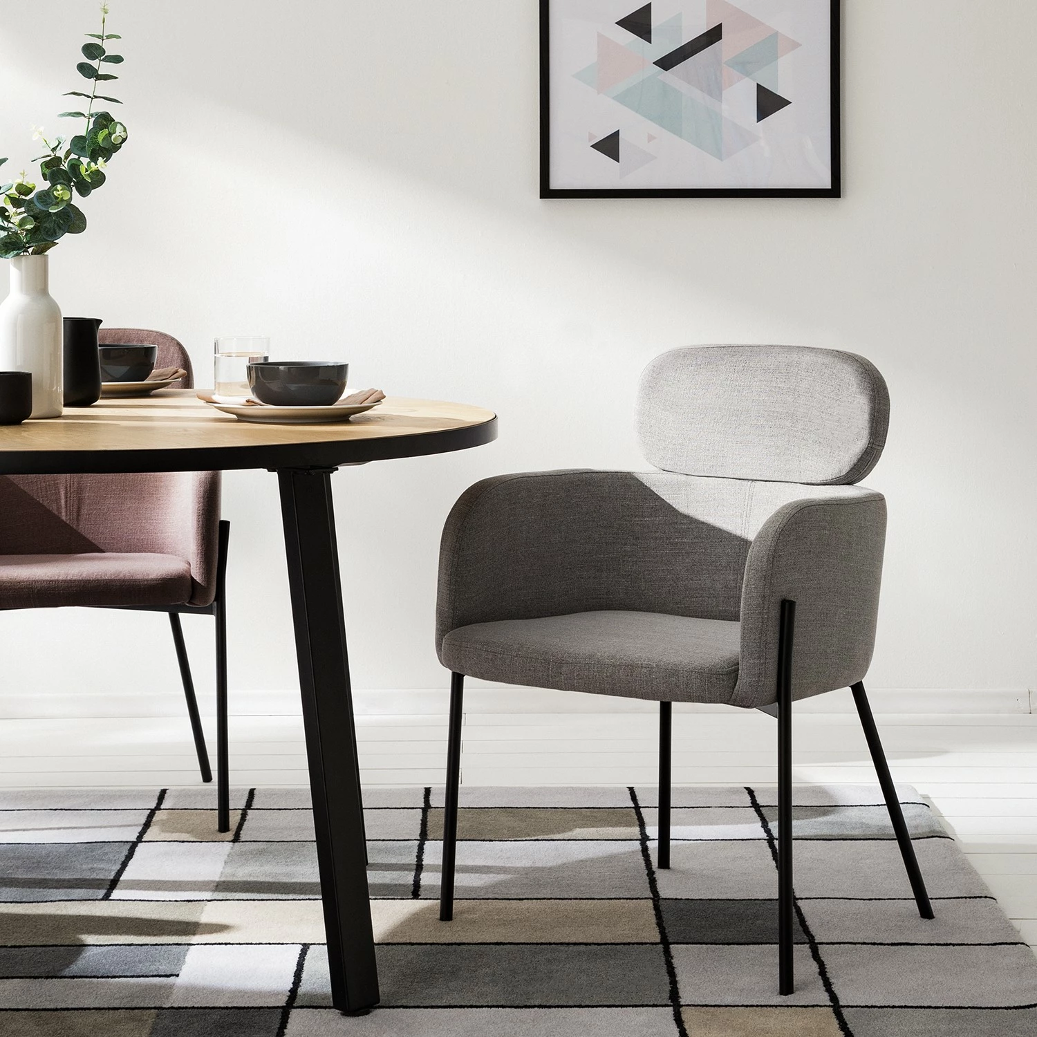 Mørteens Chaises à accoudoirs Menly - Tissu / Métal - Noir - Gris 4 Mørteens Chaises à accoudoirs Menly - Tissu / Métal - Noir - Gris – Image 2