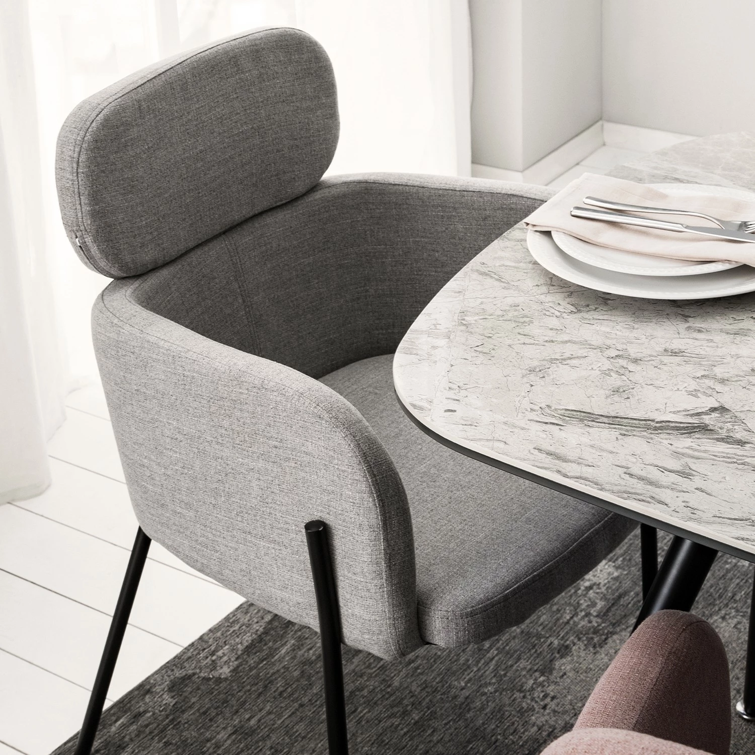 Mørteens Chaises à accoudoirs Menly - Tissu / Métal - Noir - Gris 17 Mørteens Chaises à accoudoirs Menly - Tissu / Métal - Noir - Gris – Image 15