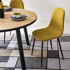 Mørteens Chaise capitonnée Iskmo VI - Tissu / Métal - Imitation noyer - Jaune moutarde - Lot de 2 -Chaises Boutique 1000179471 200122 12294800045 MOOD DETAILS P000000001000179471 mood