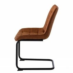 Fredriks Chaise cantilever Kemmel - Microfibre / Métal - Noir - Cognac - Lot de 2 -Chaises Boutique 1000179472 200121 14403900072 DETAILS P000000001000179472