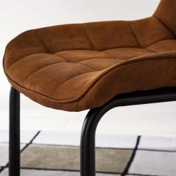 Fredriks Chaise cantilever Kemmel - Microfibre / Métal - Noir - Cognac - Lot de 2 -Chaises Boutique 1000179472 200122 12294800053 DETAILS P000000001000179472