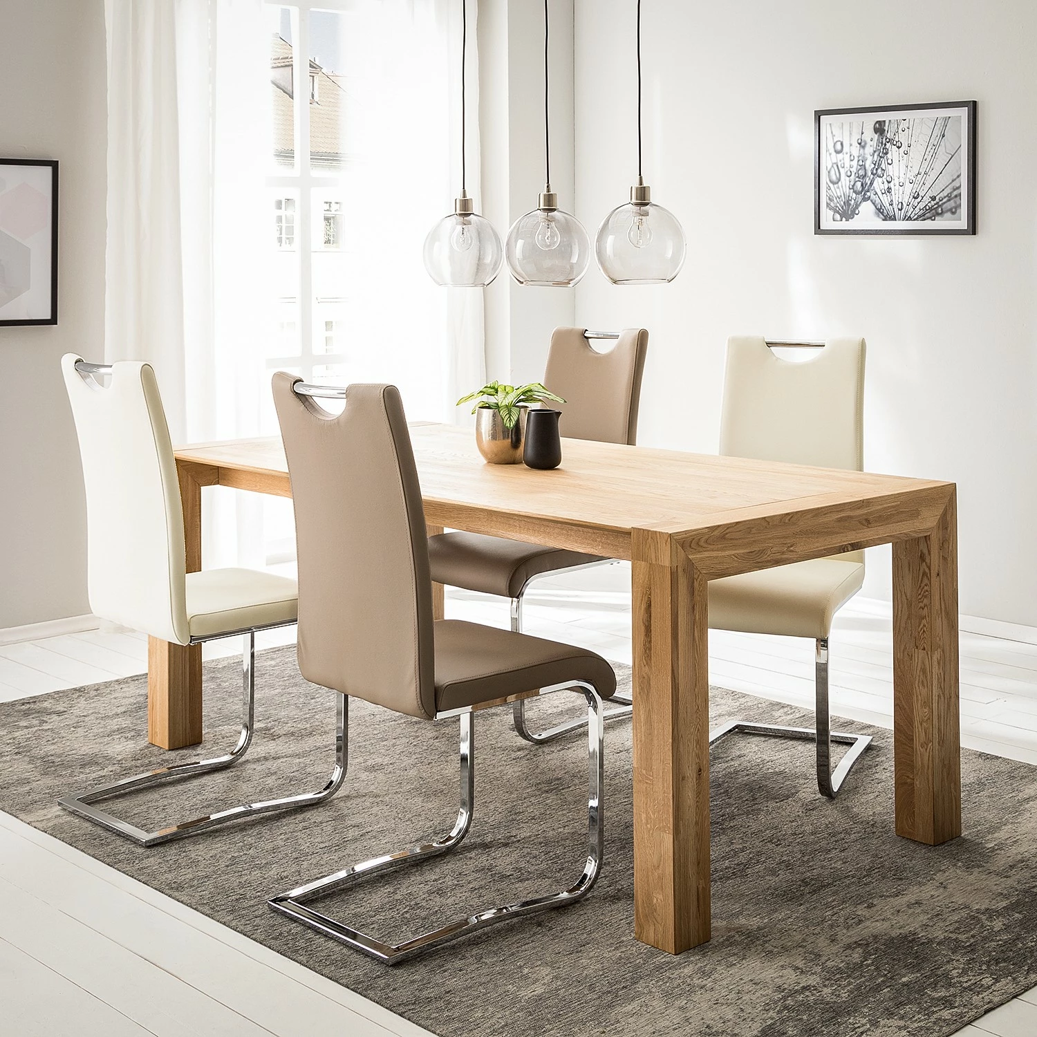 Fredriks Chaises cantilever Nevia I - Imitation cuir / Métal - Chrome - Cuir synthétique Aleli: Créme - Lot de 2 5 Fredriks Chaises cantilever Nevia I - Imitation cuir / Métal - Chrome - Cuir synthétique Aleli: Créme - Lot de 2 – Image 3