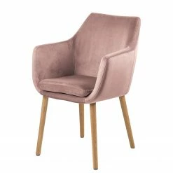 Mørteens Chaises à accoudoirs Nicholas VI - Velours / Chêne massif - 1 chaise