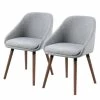 Mørteens Chaises à accoudoirs Maadi (lot de 2) - Tissu / Fer - Gris clair / Noyer -Chaises Boutique 1000184087 190812 13043000002 IMAGE P000000001000184087