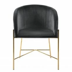 Jack & Alice Chaise à accoudoirs Norwen II - Velours/ Métal - Gris foncé -Chaises Boutique 1000184094 190812 13043500046 DETAILS P000000001000184094