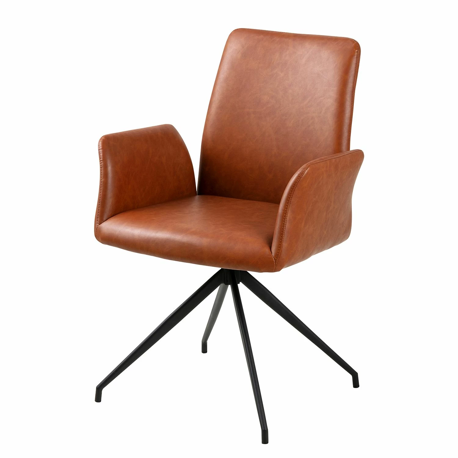 Fredriks Chaise à accoudoirs Mailly II - rotatif - Imitation cuir / Acier - Marron / Noir 3 Fredriks Chaise à accoudoirs Mailly II - rotatif - Imitation cuir / Acier - Marron / Noir