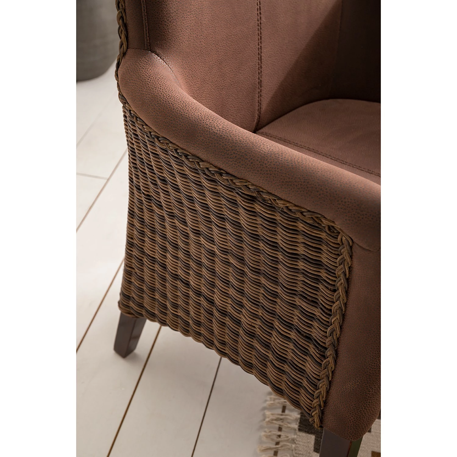 Ars Natura Chaises à accoudoirs Esquina - Imitation cuir / Rotin - Marron vintage / Marron clair chiné 13 Ars Natura Chaises à accoudoirs Esquina - Imitation cuir / Rotin - Marron vintage / Marron clair chiné – Image 11