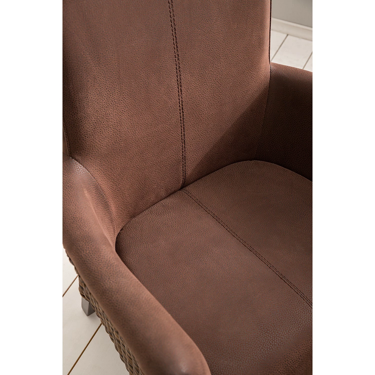 Ars Natura Chaises à accoudoirs Esquina - Imitation cuir / Rotin - Marron vintage / Marron clair chiné 15 Ars Natura Chaises à accoudoirs Esquina - Imitation cuir / Rotin - Marron vintage / Marron clair chiné – Image 13