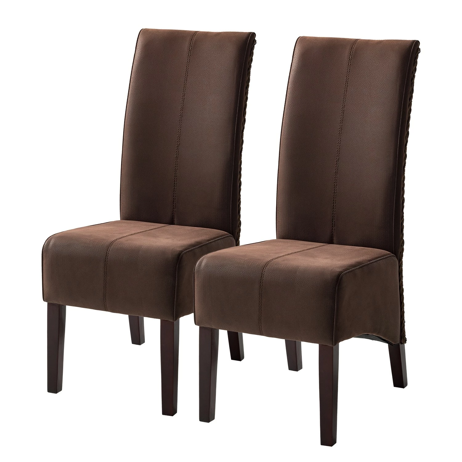 Ars Natura Chaises Julio (lot de 2) - Imitation cuir / Rotin - Marron vintage / Marron clair chiné 3 Ars Natura Chaises Julio (lot de 2) - Imitation cuir / Rotin - Marron vintage / Marron clair chiné