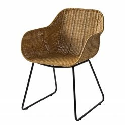 Ars manufacti Chaises à accoudoirs Vuna - Rotin / Métal - Rotin naturel / Noir